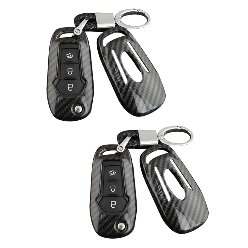 

2 шт., автомобильные чехлы для ключей из углеродного волокна