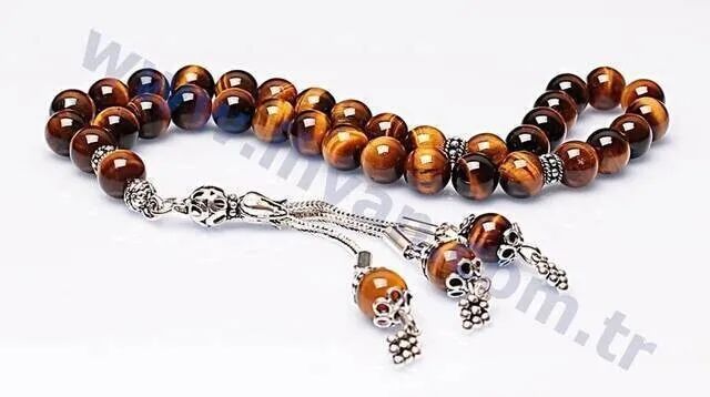 IQRAH Tiger Eye Stone Rosary (925 Sterling Lunar)