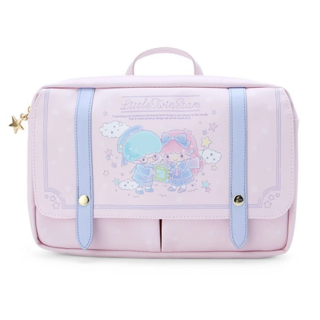 Cartoon Kawaii Little Twin Star JK Uniform Soft Girl Sanrio Storage Bag Pu Learning Student Schoolbag Handbag Gift