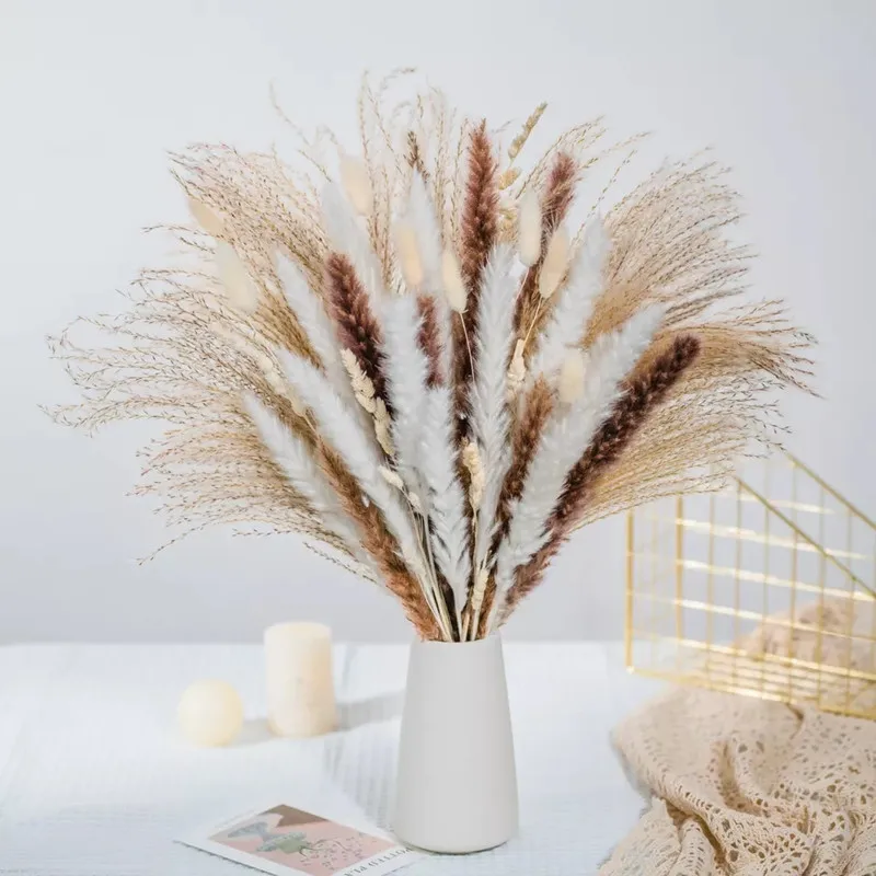 

80-120PCS Dried Flowers Pampas Grass Flores Artificial Flowers Fake Wedding Decoration Fleurs Artificielles Christmas Home Decor