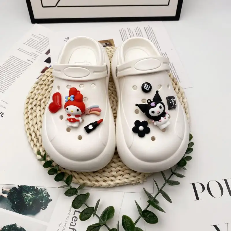 

Kawaii Sanrio Kuromi Mymelody дырочные аксессуары для обуви цветок и пряжка костюм Diy мультфильм Милая девочка подарок на день рождения для детей