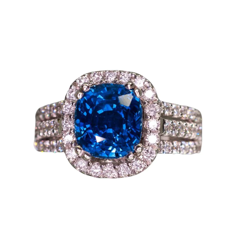 

Set blue zircon ring for women free shipping
