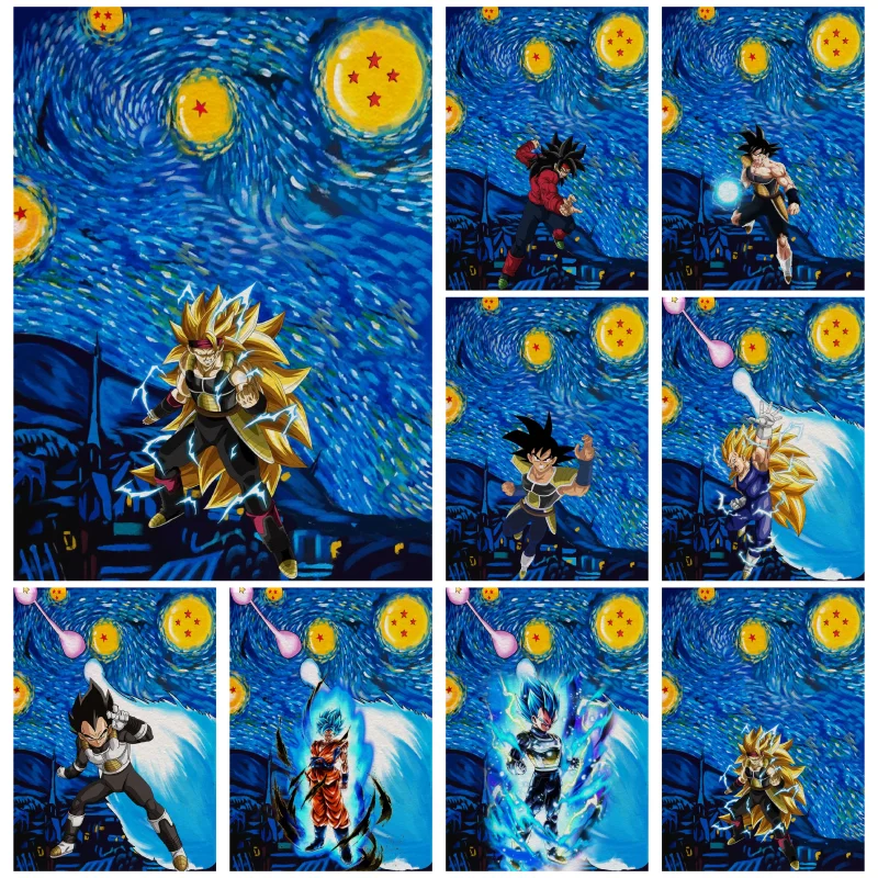 

Bandai Japanese Anime Graffiti Dragon Ball Son Goten Cartoon Pictures Prints Oil Painting Art for Bedroom Decor 40x50cm No Frame