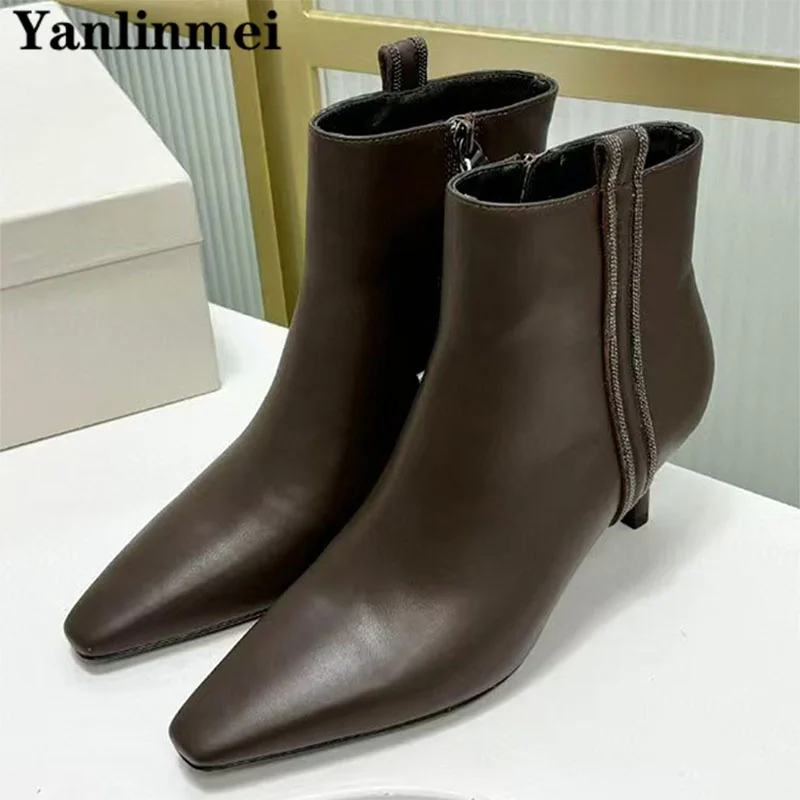 Сексуальные женские короткие ботинки на каблуке с котенком ботильоны высоком