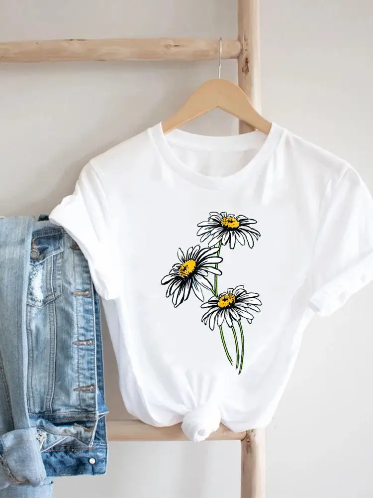 

Floral Lovely Flower Women 90s Love Clothing Print Female Top Short Sleeve Tee Casual Summer Clothes Tshirt Graphic T-shirt