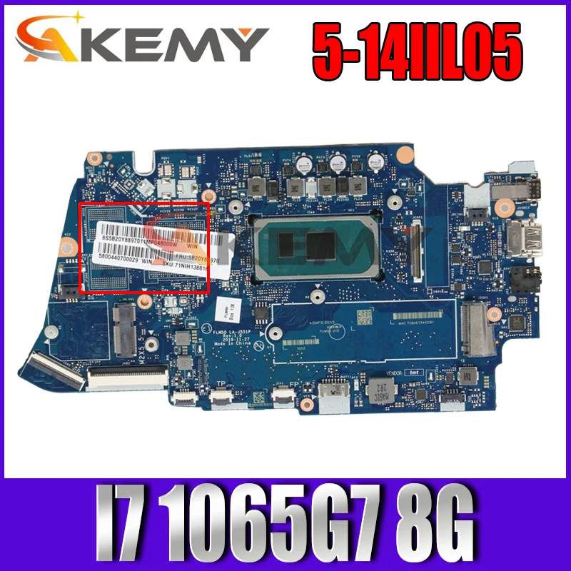 

LA-J551P For Lenovo ideapad 5-14IIL05 Laptop motherboard LA-J551P With CPU I7 1065G7 8G UMA 100% Fully Tested