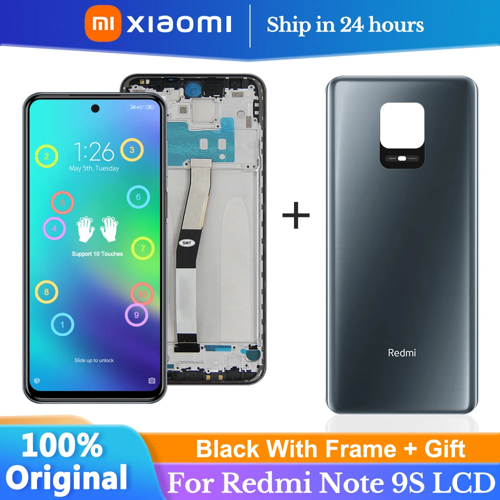 Оригинальный дисплей 6 67 ''для Xiaomi Redmi Note 9S LCD 10 сенсорных экранов замена для 9