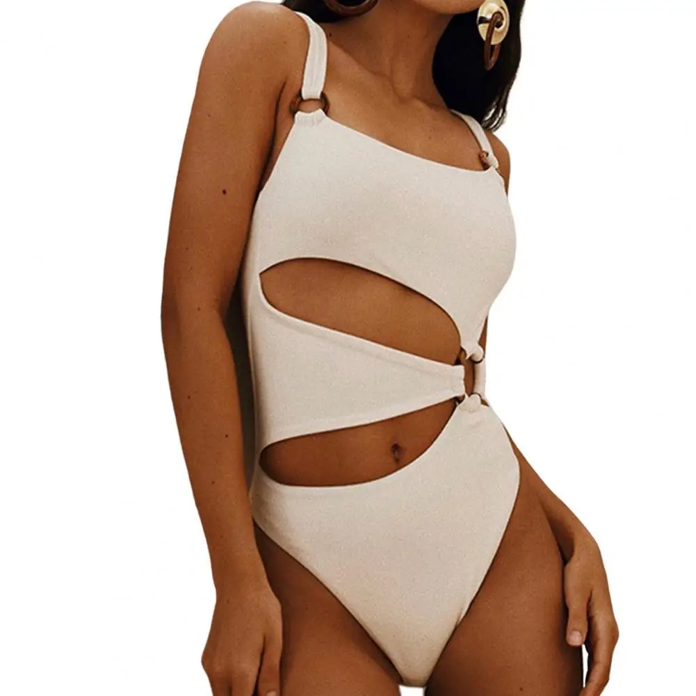 

Monokini Solid Color Romper Swimsuit Sexy Monokini Summer Women One-piece Beachwear