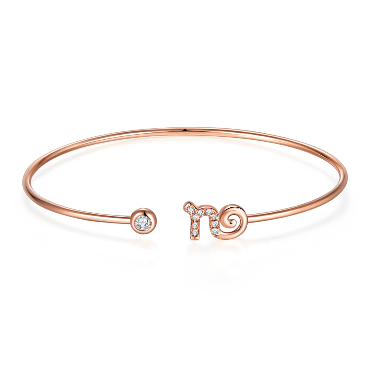 

Factory Directly Romantic Capricorn Sign Bangle Jewelry 18K Rose Gold DEF VVS Lab Grown Diamond Bracelet