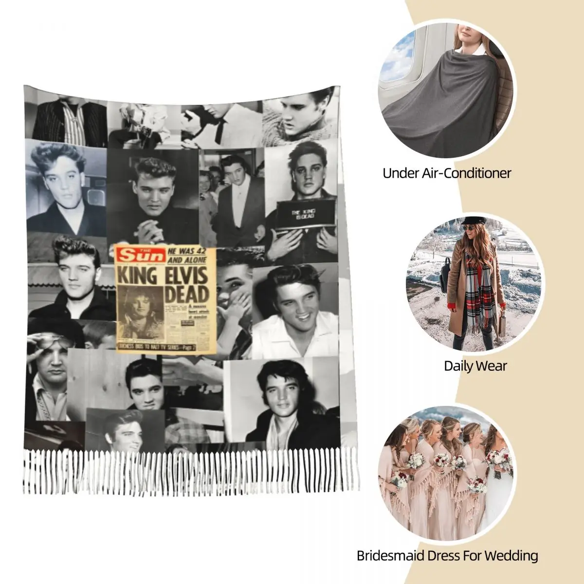 Художественный шарф E-Elvis P-Presleys для женщин зимние теплые кашемировые шали и