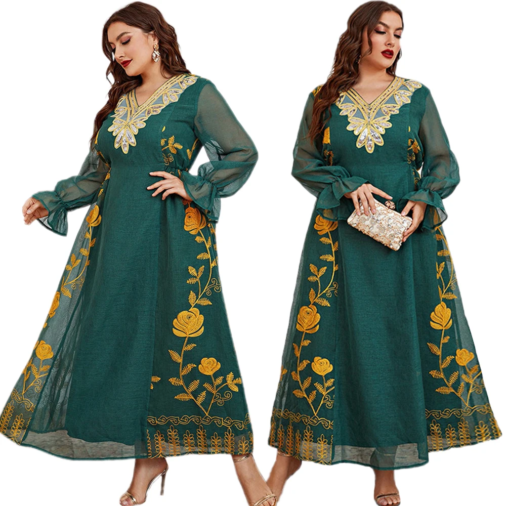 Женское этническое длинное платье с вышивкой, макси-платье в турецком, мусульманском стиле, платье Ближнего Востока, Марокканский, Арабский...