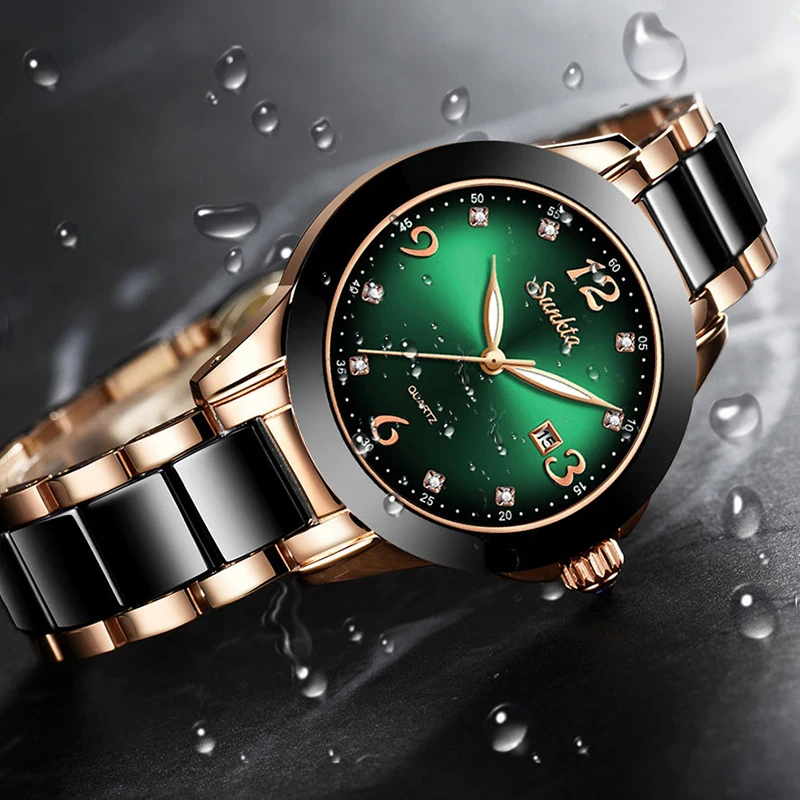 Female Quartz Watch Woman Waterproof Stainless Steel Ceramics Women Wrist Watches Luxury Bracelet Ladies Watch Gift Montre Femme