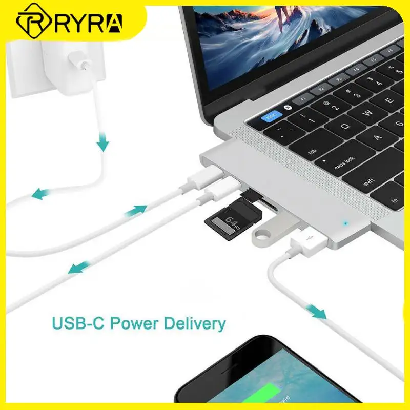 

RYRA 100W USB3.0 Hub Thunder 7 In 1 Expansion Dock PC Laptop Double Type-C Hub Converter High Speed Reader Charging Splitter New