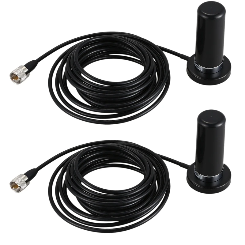 

2X 144/435Mhz Uhf Vhf Car Radio Walkie Talkie Stubby Antenna With Magnetic Base