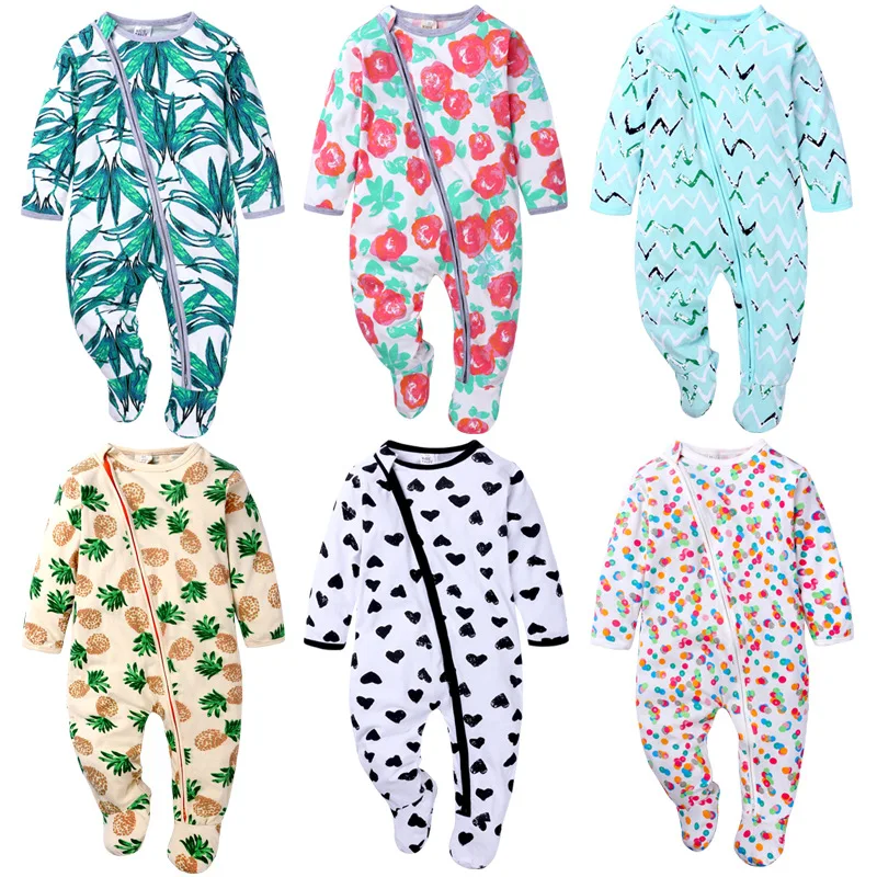 Baby Romper Infant Baby Boys Girls Cartoon Flower Long Sleeve Rompers Baby Sleepsuits 0-18 Months Newborn Baby Girl Clothes