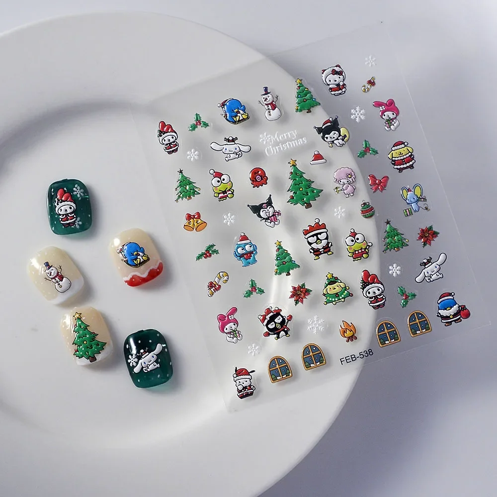 

Christmas 3D Nail Stickers Cartoon Dogs and Cats Nail Decoration Stickers Christmas Tree
