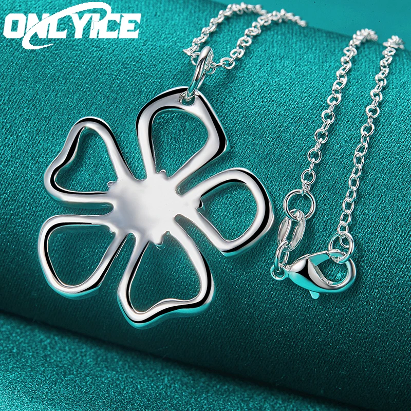 

Luxury 925 Sterling Silver 16-30 Inch Chain Simple Flower Pendants Necklace For Women Fashion Wedding Jewelry Christmas Gifts