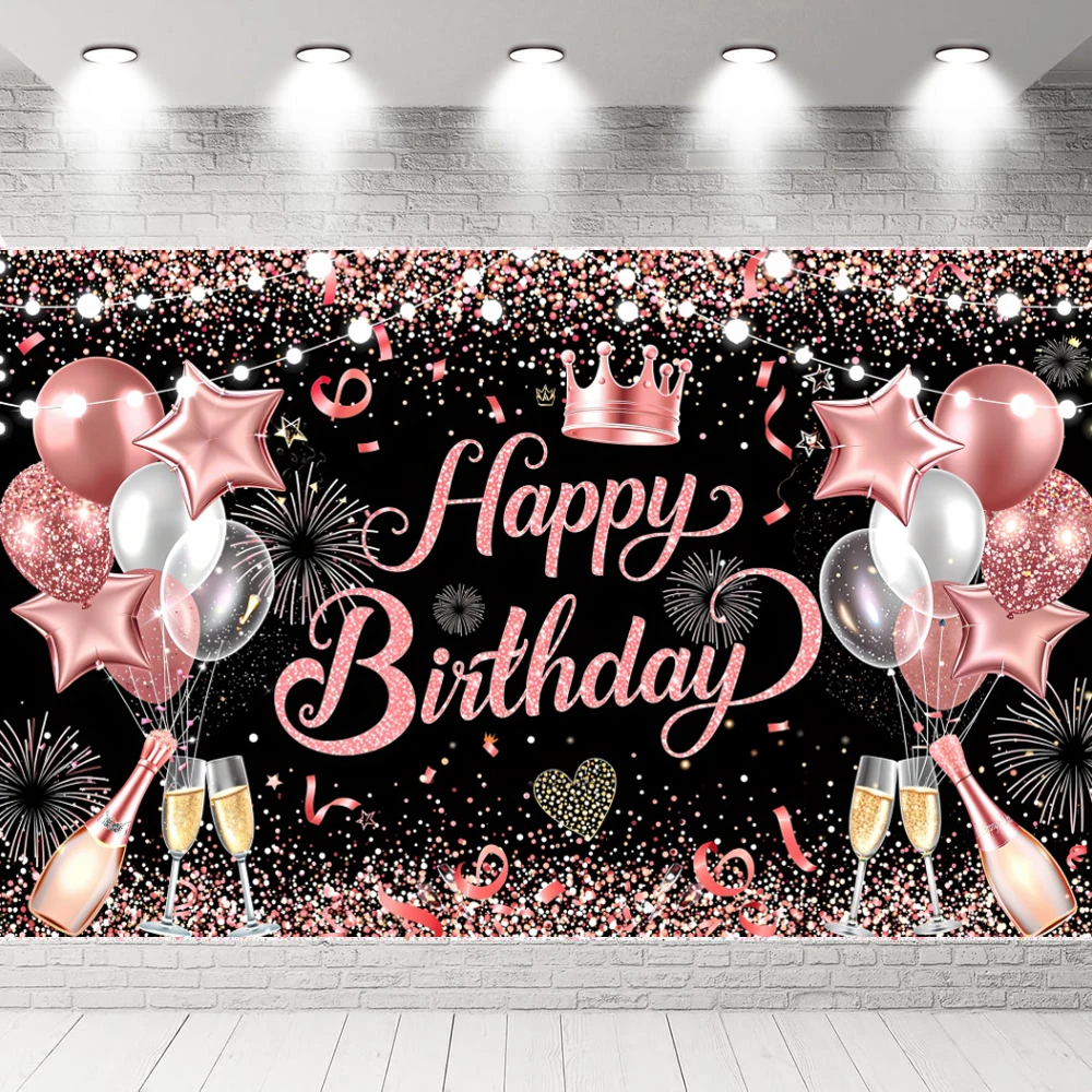 Баннер с днем рождения украшения розовое золото добро пожаловать воздушный шар