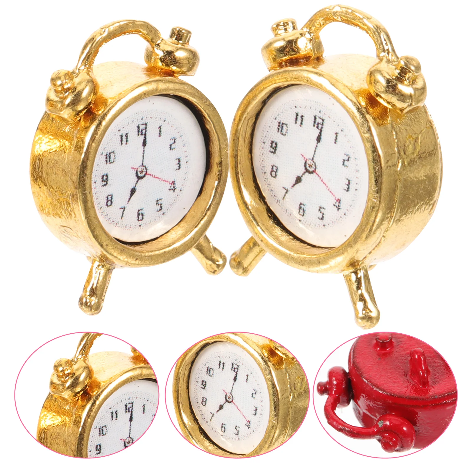 

2 Pcs Kids Toys Mini Alarm Clock Ornament Miniature Crafts Baby Decors Clocks Child