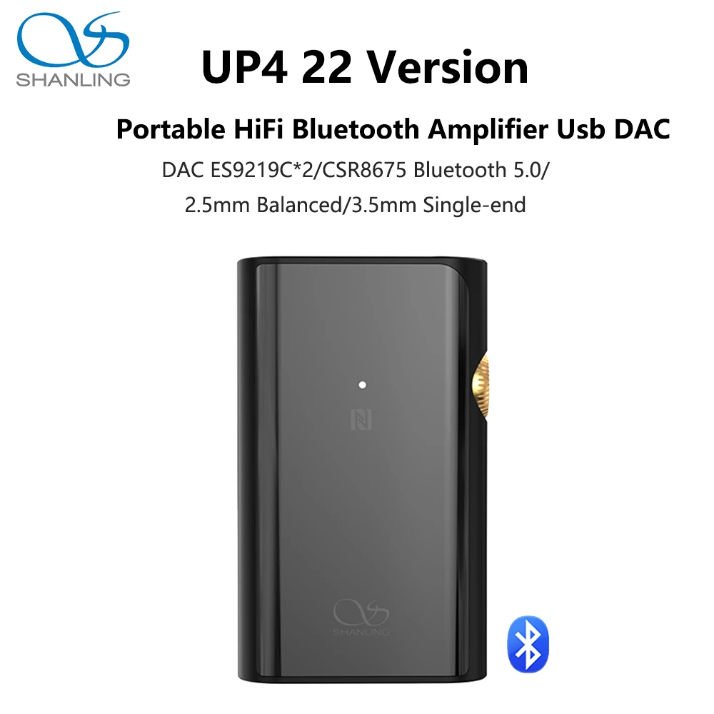 

Shanling UP4 22 Hi-res Bluetooth 5.0 Receiver USB DAC AMP Headphone Amplifier Dual ES9219C Chip 2.5+3.5mm Output LDAC/APTX/AAC