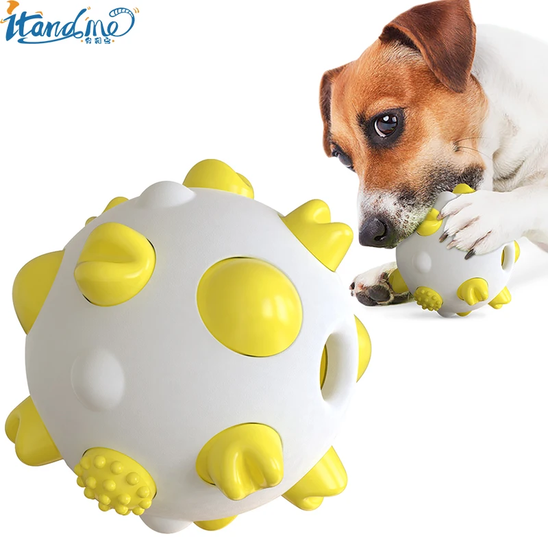 

8cm Dog Ball Toy for Dogs Toothbrush Tough Clean Teeth Toy for Small Large Dogs Interactive Training Toys Squeak Dog Chew Toy