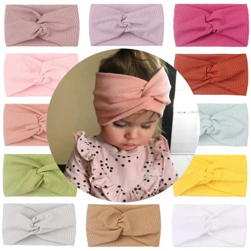 

1 PCS Spring Summer Solid Color Baby Headband Girls Twisted Knotted Soft Elastic Baby Girl Headbands Hair Accessories Large Size