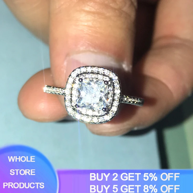 

90% OFF! Luxury Tibetan Silver Rings For Women Brilliant White Crystal Zirconia Small Wedding Rings Gift Jewelry