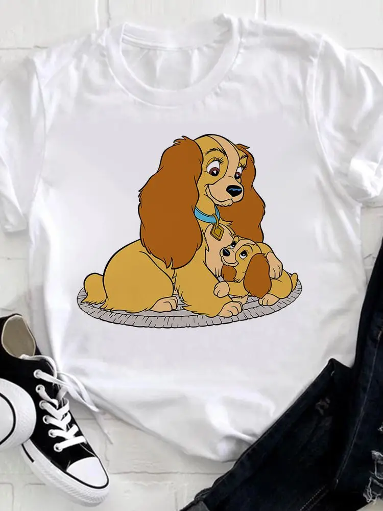 

Kawaii Lady and The Tramp Disney Summer Women Top Trend Cartoon Harajuku Streetwear T-Shirt New Soft and Comfortable T Shirt