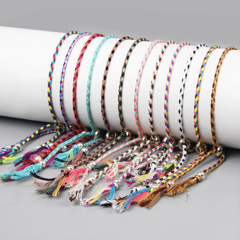 Плетеный браслет ручной работы в стиле бохо для женщин и мужчин цветные