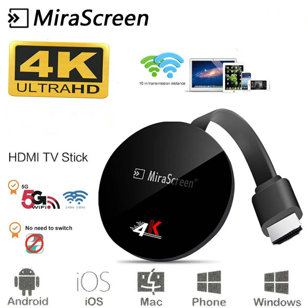 

HD 4K беспроводной HDMI-совместимый монитор MiraScreen TV Stick 2,4G 5G цифровой ключ для TV Miracast Airplay Беспроводной Wi-Fi дисплей