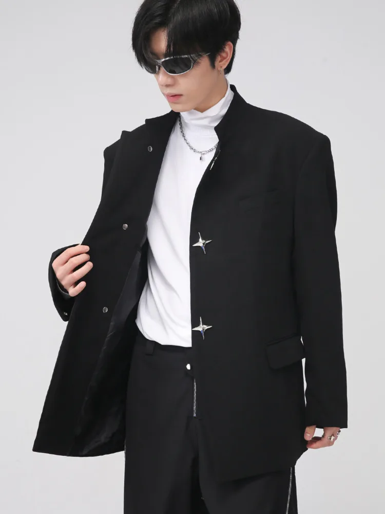 

SYUHGFA Men Clothing Chinese Style Casual Suit Coat For Male 2022 Autumn New Loose Simple Long Sleeve Shoulder Pads Blazers