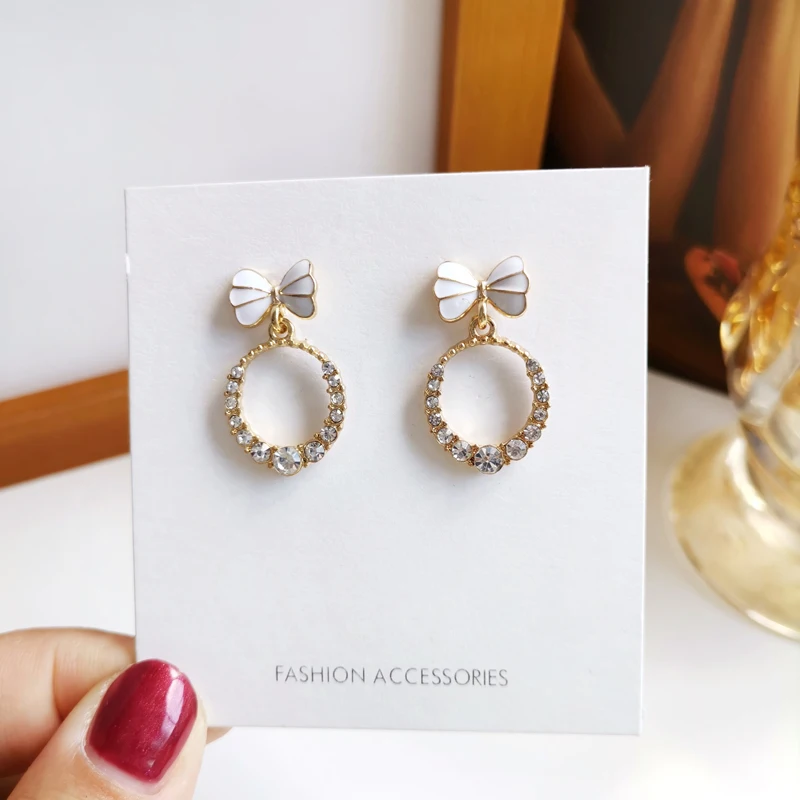 

S925 Silver Needle Delicate Bow Diamond-encrusting Temperament Simple Senior Beauty Everything Matching Ear Accessories