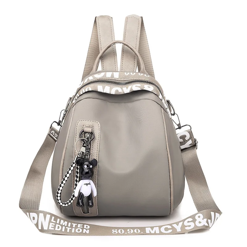 

New Waterproof Nylon Women Backpack Zipper School Bags For Teenagers Girls Small Pendant Backpack Female Multifunction Rucksack