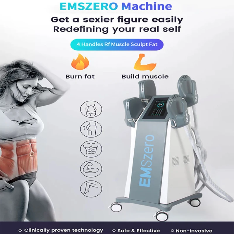 

2023 Ems Electric Fitness Two/Four Handles Abs RF Body Sculpting Fat Burning Cellulte Reduction Muscle Stimulator Beauty Machine