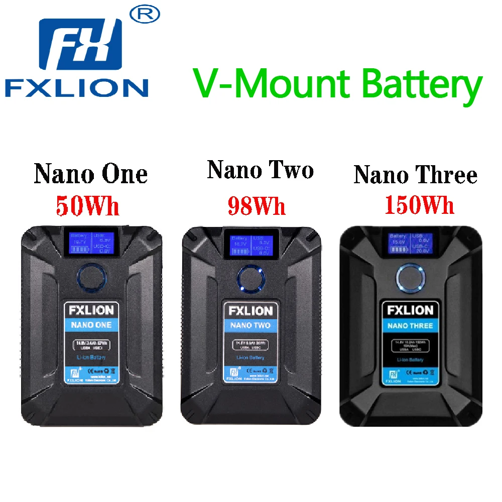 

FXLION NANO One/Two/Three V-Mount Battery Type-C USB-A/C High-Capacity Battery For LED Video Light Camera Smartphone Laptop