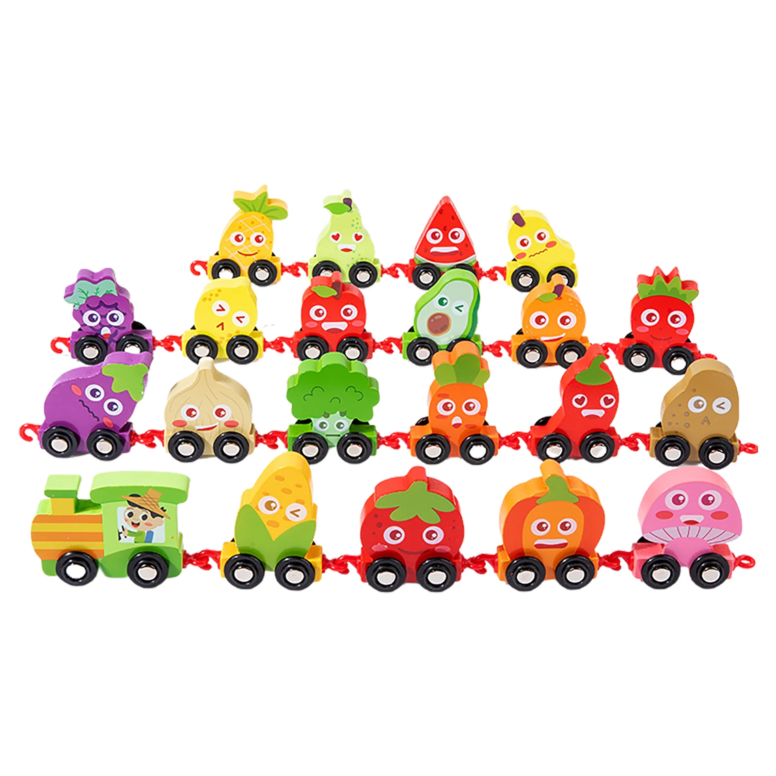 

Wood Words Train Set With Numbers Educational Train Toy With Numbers Fruit And Vegetable Train Set With Bright Colors And