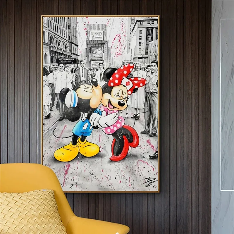 

Картина на холсте Disney, постер с изображением Микки Мауса для любителей объятий в уличном стиле, Постер с граффити, домашнее искусство, без ра...