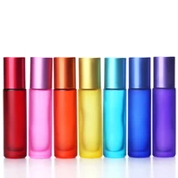 5ml 10ml portable frosted colorful thick glass roller essential oil perfume bottles travel refillable rollerball vial 100pcs