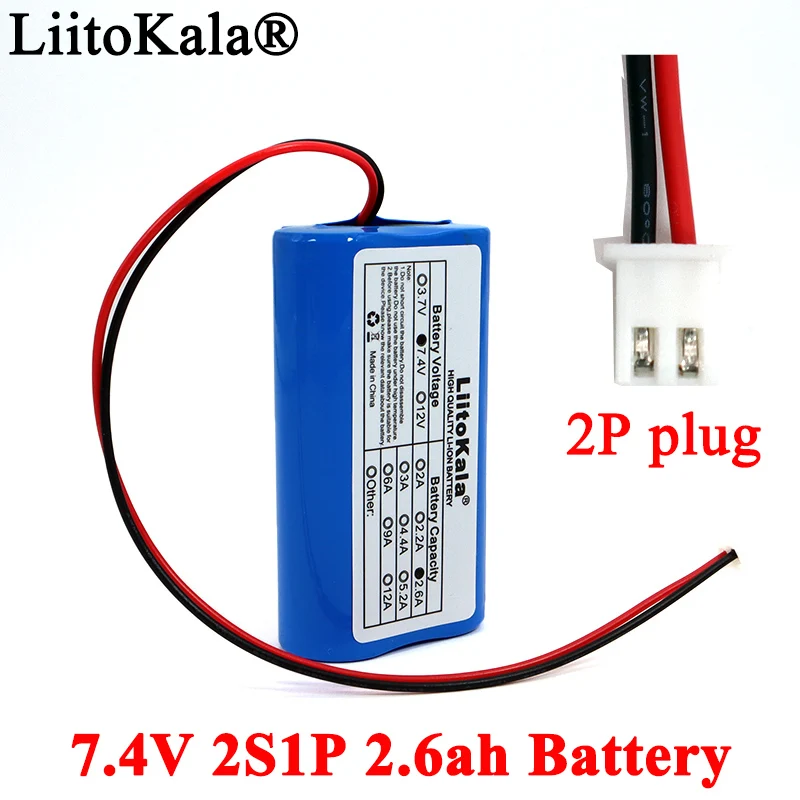 

Liitokala 7.4v 18650 bateria de lítio 2s 2.6ah pesca led luz bluetooth alto-falante 8.4v emergência diy baterias com pwb