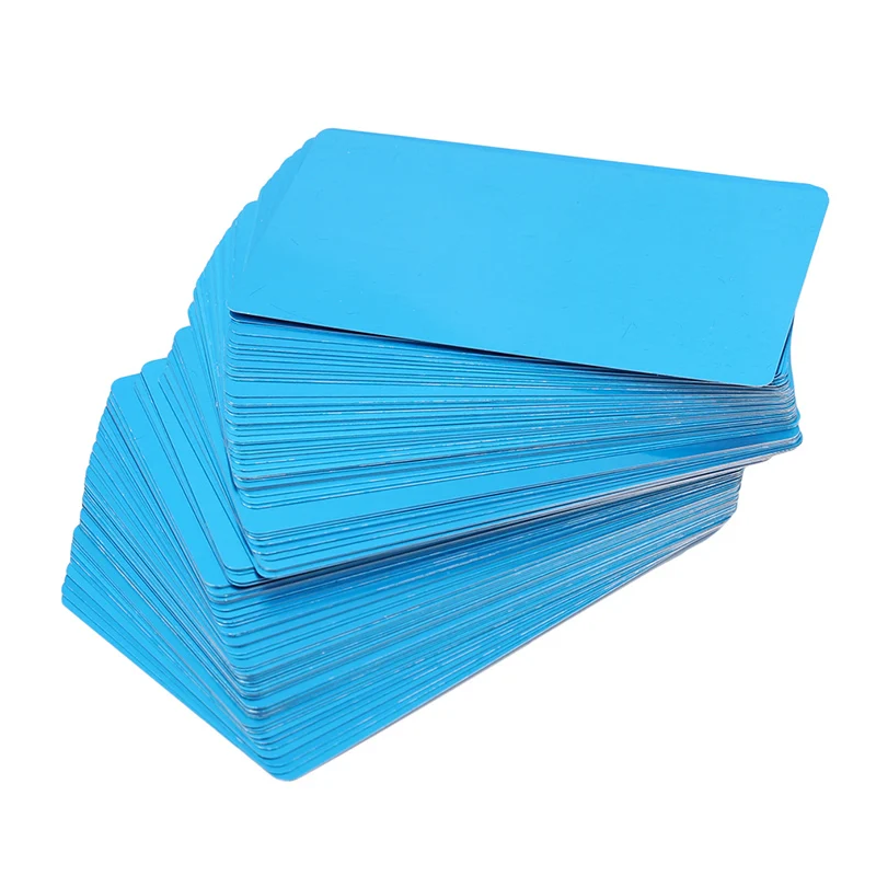 

100 Pcs/Pack 5 Colors Black Silver Yellow Blue Aluminum Alloy Card Laser Engraved Metal Business Visiting Name Cards Blanks