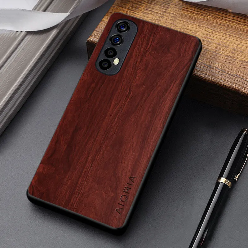 Case for Realme 7 6 Pro 6S 6i 5i 3 Pro coque simple design durable lightweight wooden pattern pu leather cover funda