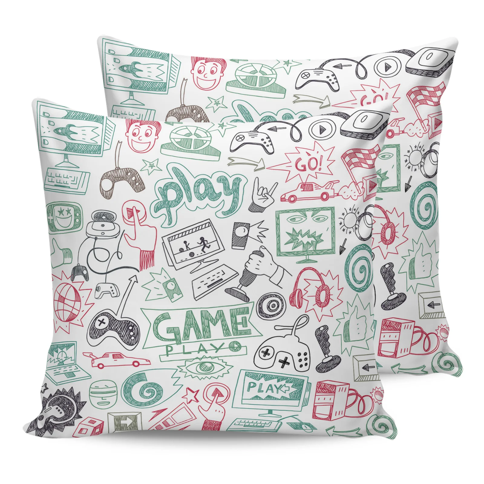 

2PC Pillowcase Gamepad Computer Keyboard Red Sofa Cushion Cover Bed Dakimakura Pillow Cover House Home Decorative Pillow Cases