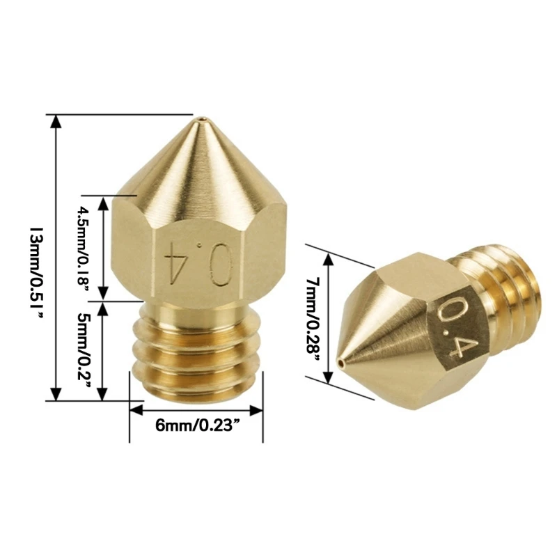 

0.4mm Brass Nozzle High Flow Printhead for Ender3 1.75mm 3D Printer Repair Part