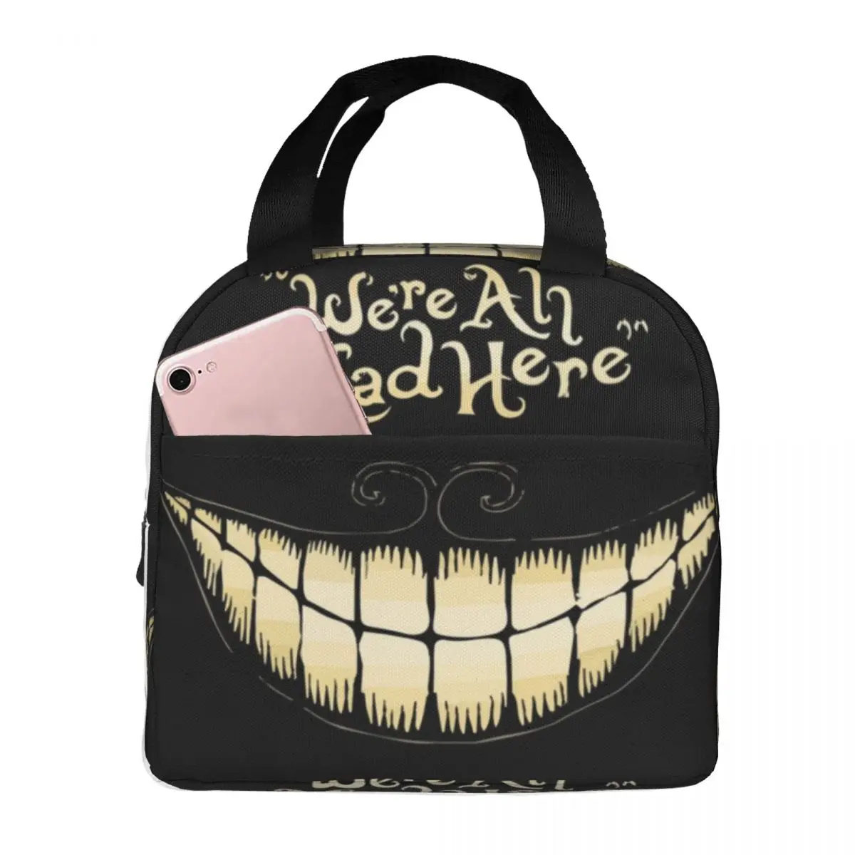 

Alice-We're All Mad Here Thermal Insulated Lunch Bags Lunch Container Food Storage Bags cooler Tote Lunch Box Beach Boy Girl
