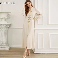 bushras new creative apricot color womens golden edge hand sewn diamond elegant long skirt muslim long skirt robe 2022