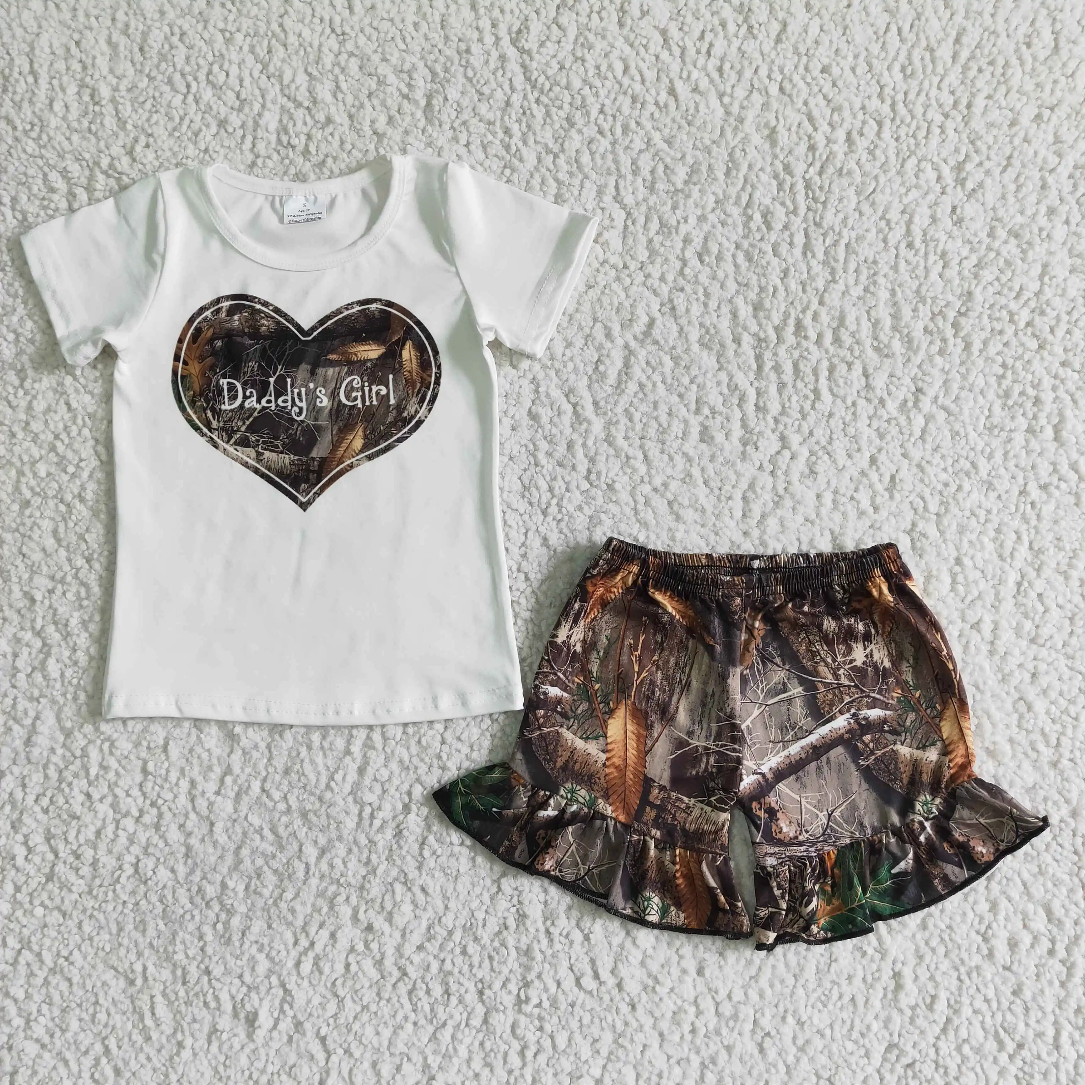 

ready to ship kids clothes girl heart top and shorts outfit