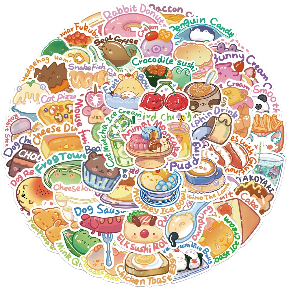 

10/25/50pcs Cartoon Kawaii dessert Food graffiti Sticker for DIY Luggage Laptop Motorcycle Sticker