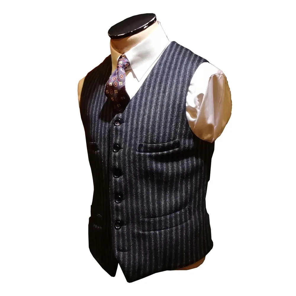 

Men's Blazer Stripe Tweed Vest Sleeveless Jacket Groom's Tight Wedding Waistcoat Latest Designer Gilet Retro Casual Cosplay