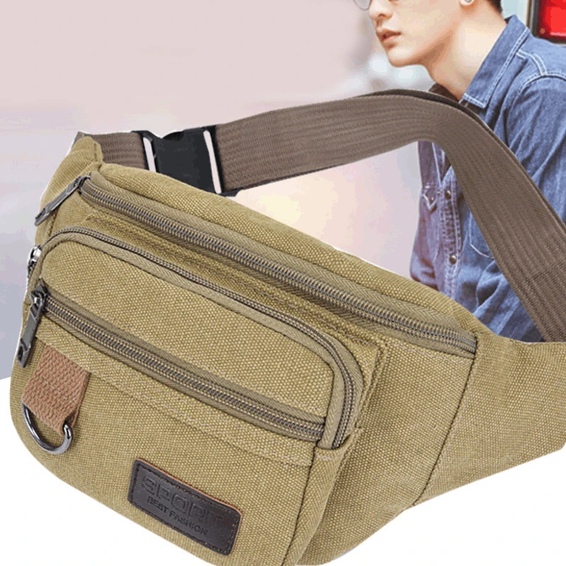 

New Lightweight Canvas Sport Waist Bag Unisex Bum Bags Runing Hiking Travel Pouch Fanny Pack Multifunctional Messenger Bag