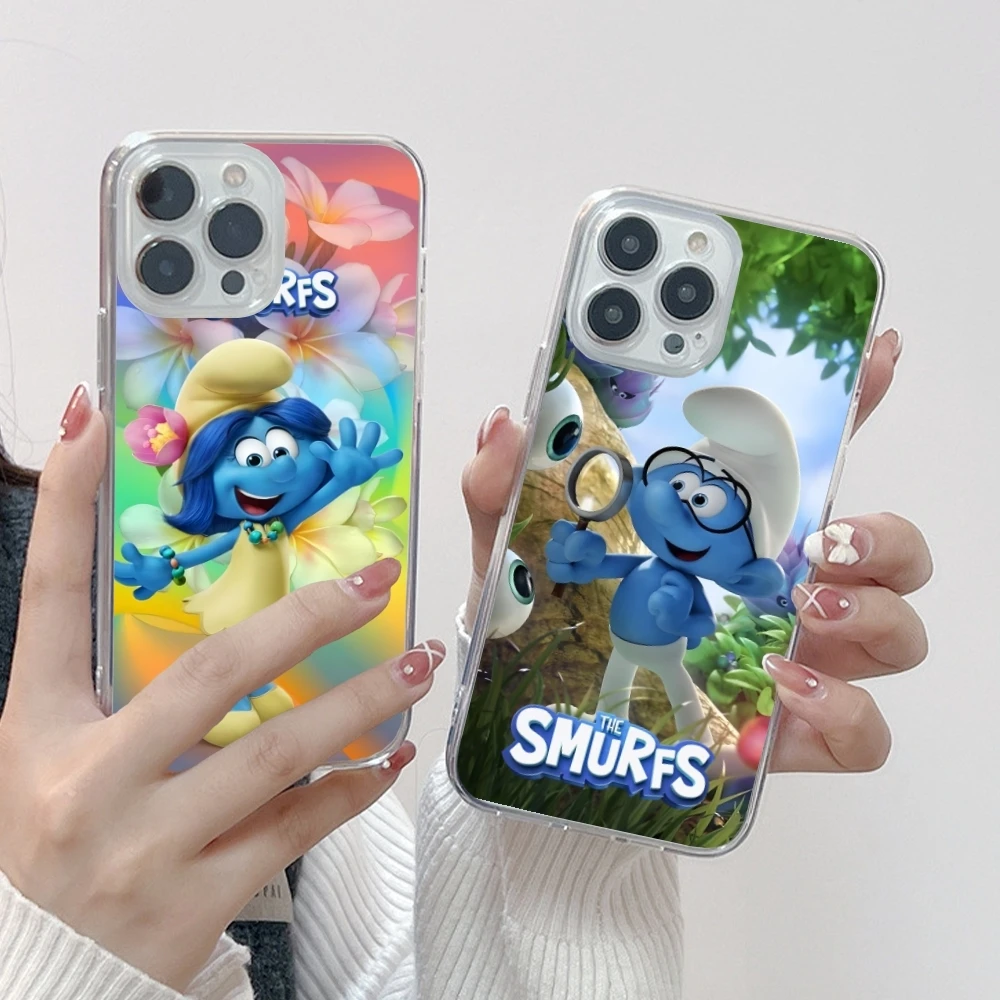 Smurfs Smurfette Smart Mobile Cell Phone Case for iPhone 16 15 14 13 12 11 X XR XS 8 Pro Max Plus Mini Clear Transparent Cover